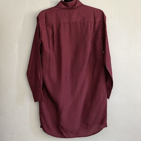 Thakoon NWT Silk Shirt Dress Maroon Dot XS - Picture 5 of 5